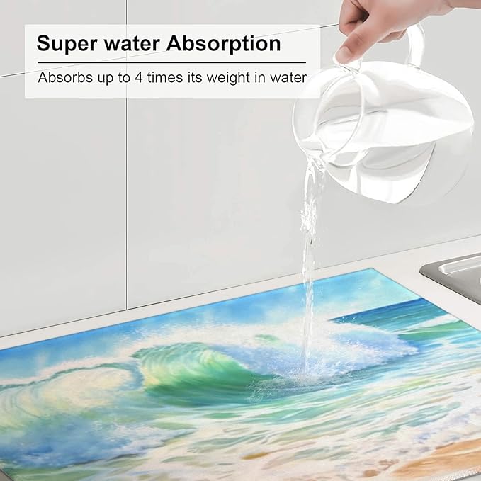 Large Dish Drying Mats For Kitchen Counter Microfiber Kitchen Drying Mat XL - Image 6