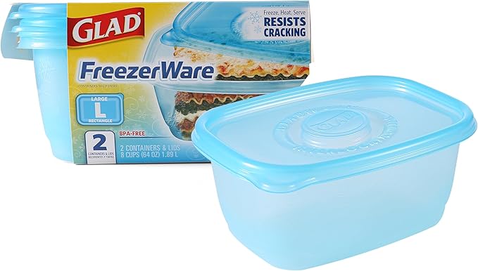 Gladware Freezerware Food Storage Containers, Large Rectangle Holds 64 Ounces by GladTrashFoodStorage