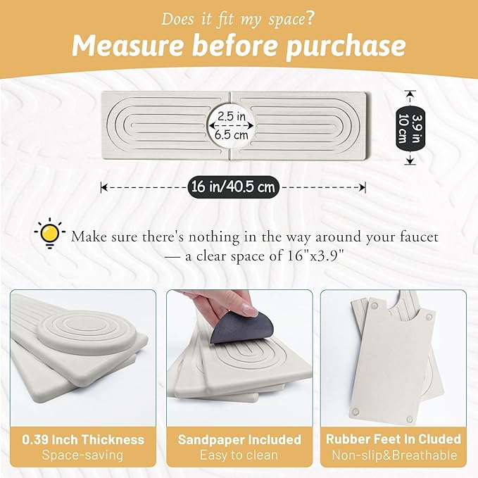 Quick Dry Stone Sink Splash Guard, Instant Drying Stone Tray - Image 2