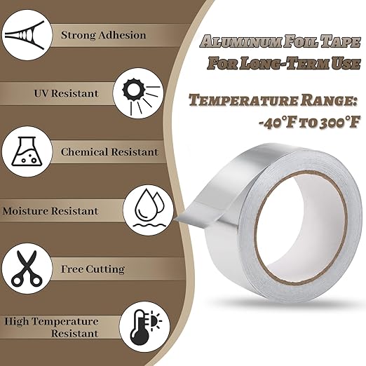 Aluminum Foil Tape 2 Inch x 99Ft Heavy Duty Waterproof High Temperature Sealing - Image 3