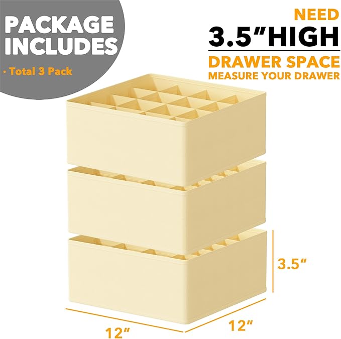 SpaceAid Sock Drawer Organizer Divider 3 Pack, 64 Cell Dresser Closet Nursery - Image 4