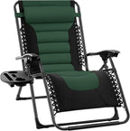 Best Choice Products Oversized Padded Zero Gravity Chair, Folding Outdoor Patio Recliner, XL Anti Gravity Lounger for Backyard w/Headrest, Cup Holder, Side Tray, Polyester Mesh - Forest Green by BestChoiceProducts