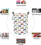 Round Foldable Kids' Racing Cars Laundry Hamper Boys Gift Basket Vehicles - Image 3