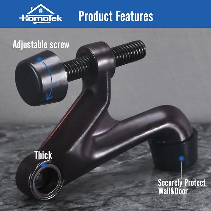 HOMOTEK 2 Pack Hinge Pin Door Stoppers, Adjustable Deluxe Heavy Doorstops - Image 2