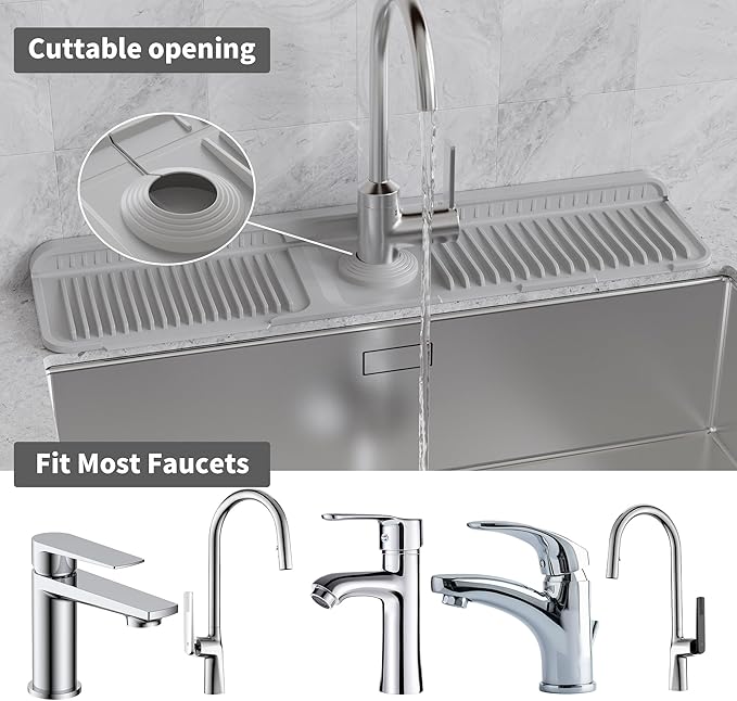WAFT YEARN 24X5 Inch Silicone Durable Faucet Mat Kitchen Sink Splash Guard - Image 4