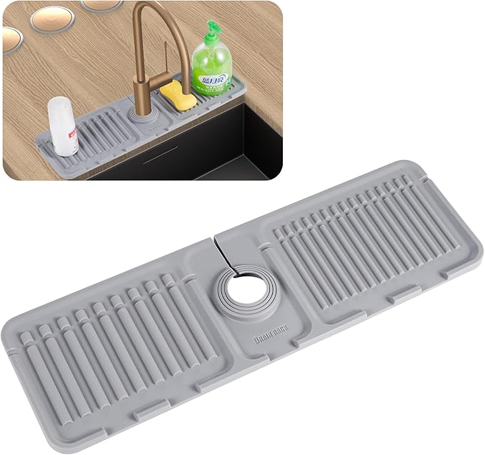 Kingmall Faucet Mat for Kitchen Sink, Premium Silicone Splash Guard by Kingmall