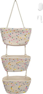 Nursery Storage Must-Have! 3-Tier Cotton Hanging Baskets by WYCOROY