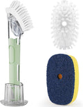Dish Brush with Soap Dispenser Storage Set with 2 PCS Brush Refills & Holder by RIMAY