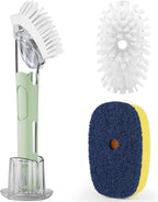 Dish Brush with Soap Dispenser Storage Set with 2 PCS Brush Refills & Holder by RIMAY