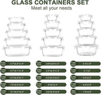 KOMUEE 30 Pieces Glass Food Storage Containers Set, Glass Meal Prep Containers - Image 2