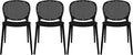 2xhome Set of 4 Patio Dining Chairs | Modern Stackable Outdoor Pool Side Chair | Weather Resistant Plastic for Yard, Porch, Balcony, Kitchen, Black by 2xhome