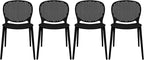 2xhome Set of 4 Patio Dining Chairs | Modern Stackable Outdoor Pool Side Chair | Weather Resistant Plastic for Yard, Porch, Balcony, Kitchen, Black by 2xhome