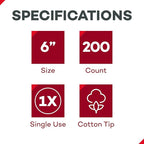 Dealmed 6" Cotton-Tipped Wood Applicators – 200 Sterile Cotton-Tipped - Image 2