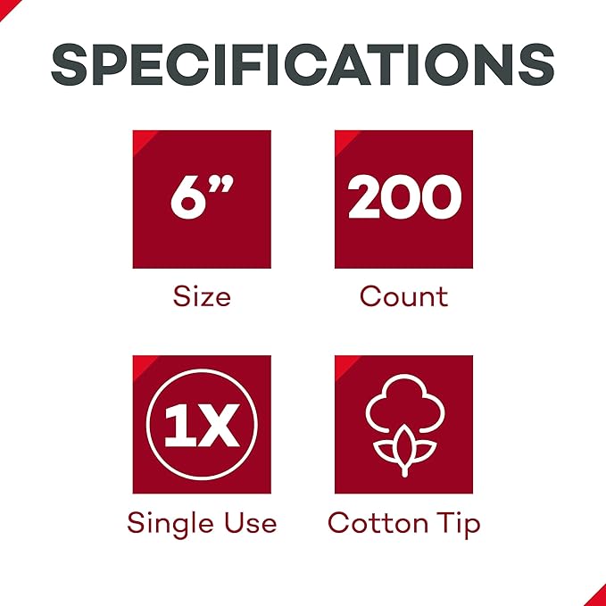 Dealmed 6" Cotton-Tipped Wood Applicators – 200 Sterile Cotton-Tipped - Image 2