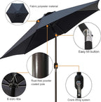 Blissun 7.5 ft Patio Umbrella, Yard Umbrella, Outdoor Market Umbrella with Push Button Tilt Crank (Black) - Image 2