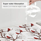 Winter Cardinal Birds Dish Drying Mat - Image 6
