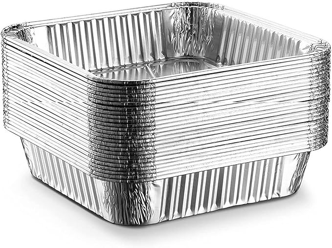 25pack- 8 x 8 Aluminum foil Pans Disposable Heavy Duty Square baking Cake Pan - Image 3