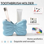 Bow Toothbrush Holder， 2-Slot Toothbrush and Toothpaste Holder Cute Toothbrush - Image 5