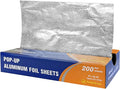 Pre-Cut Aluminum Foil Sheets, 9 x 10.75 Inch, Pop-Up Deli Foil Wraps, 200 Sheets by BRONZEOX