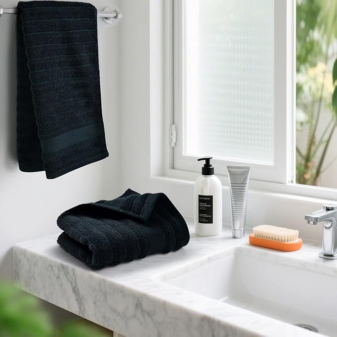 Jacquotha 2-Pack Bathroom Hand Towels Ribbed – Guest Room & Spa Premium Cotton - Image 3