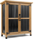 PetsCosset Weatherproof Outdoor Storage Cabinet with Lockable Doors, Wood & Metal Garden Storage Shed Patio Storage Box for Tools & Lawn Equipment, Pool Accessories by PETSCOSSET