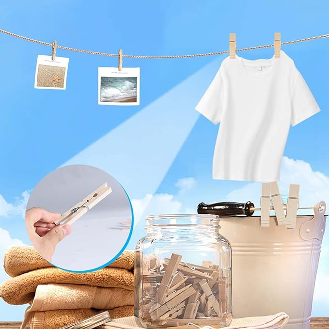 SenseYo 300 Pcs 2.9 Inch Wooden Clothespins Clips - Image 5