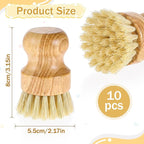 10 Packs Bamboo Dish Scrub Brushes Natural Dish Scrubber - Image 2
