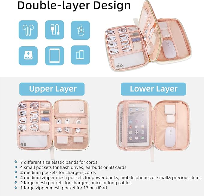 Electronics Organizer Travel Case, Charger Bag Cord Organizer Travel, - Image 2