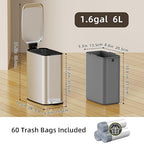 Small Bathroom Trash Can with Lid Soft Close, Step Pedal, 6L / 1.6 Gal - Image 6