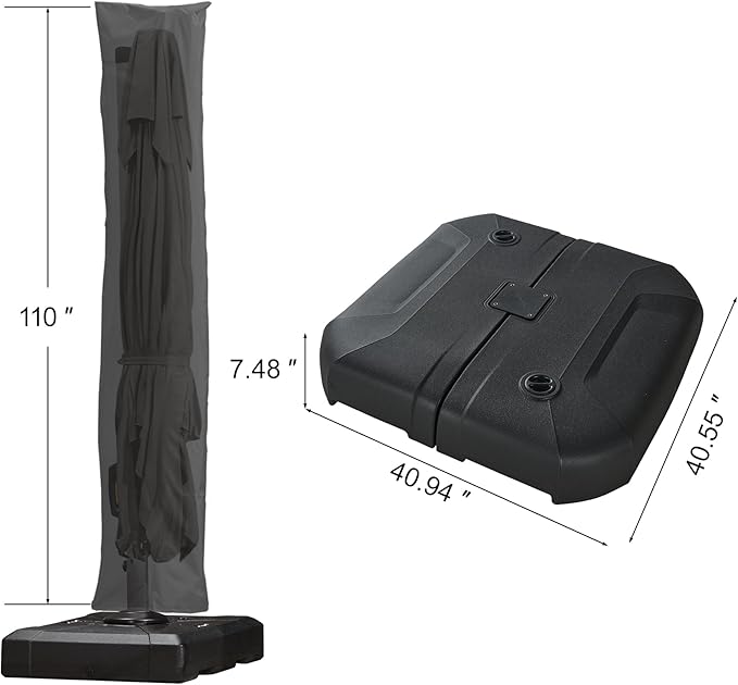 PURPLE LEAF 10'×13' Patio Umbrella with Base Included and Cover Outdoor Umbrella with Cover Extra Large Heavy Duty Cantilever Umbrella Grey - Image 3