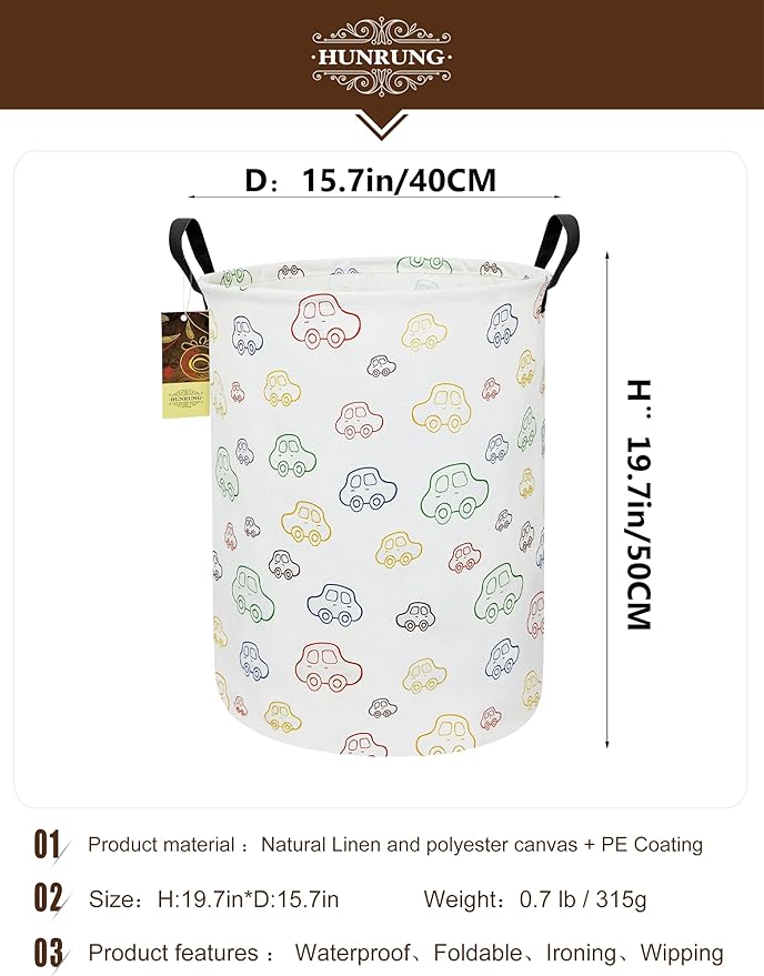 HUNRUNG Laundry Hamper, Large Canvas Fabric Lightweight Storage Basket Toy - Image 2