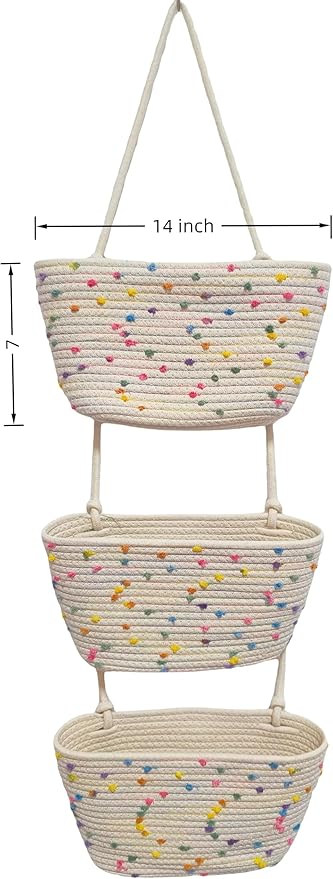 Nursery Storage Must-Have! 3-Tier Cotton Hanging Baskets - Image 5