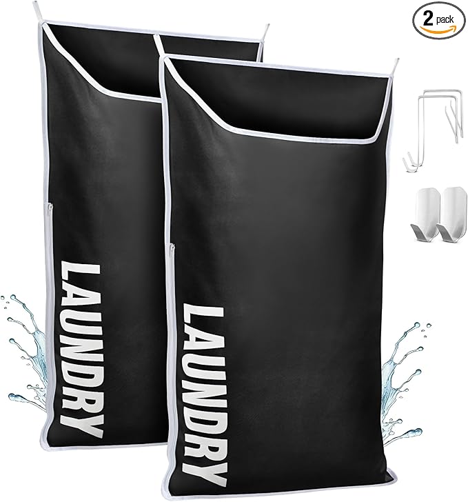 Hanging Laundry Hamper Bag XL 40x22", Space Saving over the Door Storage Bags by DONAQ