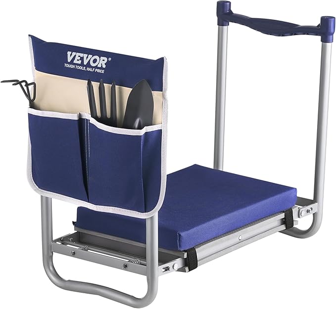 VEVOR Large Folding Garden Kneeler and Seat Heavy Duty, Widened 10" EVA Foam Pad, Portable Garden Stool with Tool Bags, Gardening Bench to Relieve Knee & Back Pain, Gifts for Seniors, Women, Parents by VEVOR