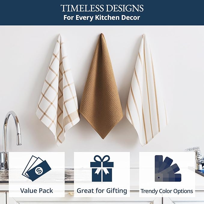 LANE LINEN Cotton Kitchen Towels and Dish Cloths Set, Quick-Drying Dish Towel - Image 4