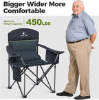 ALPHA CAMP Heavy Duty Camping Chair 500LBS Capacity, Oversized Folding Chair for Heavy People, Padded Portable Outdoor Chair with Cooler Bag & Cup Holder for Camping, Fishing, Beach - Image 4