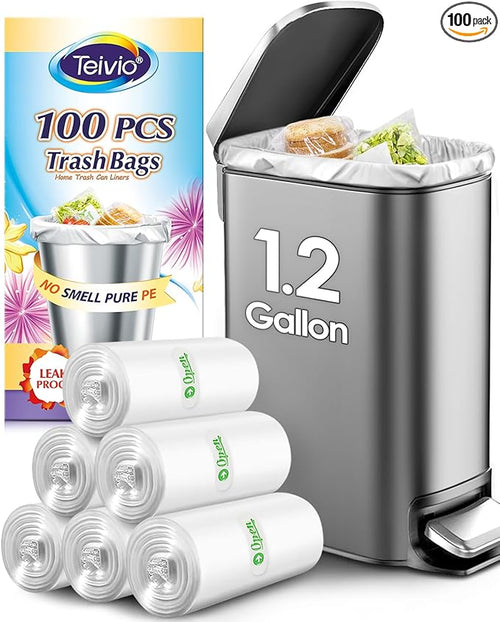 1.2 Gallon100 Counts Strong Trash Bags 1 Gallon 1.2 Gallon Garbage Bags by by Teivio