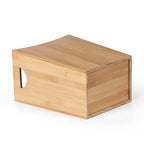 MOOACE Small Trash Can, Bamboo Bathroom Trash Can, Office Waste Basket - Image 2