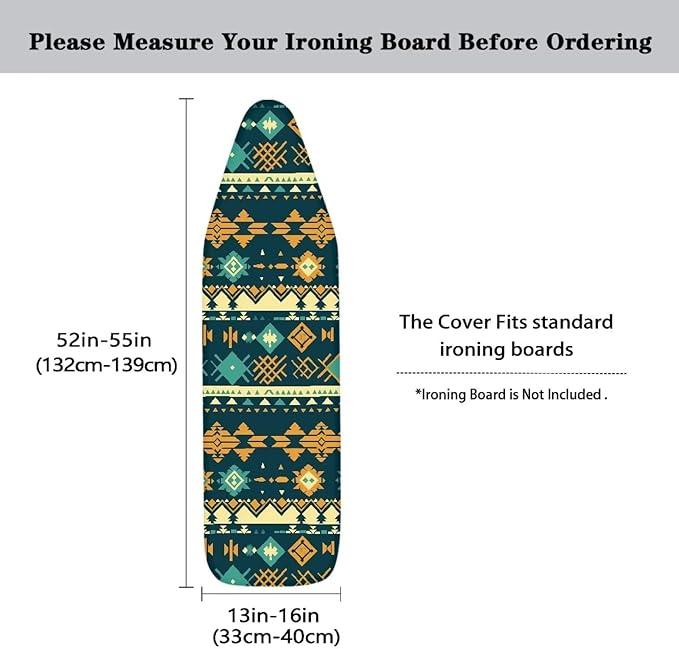 Ethnic Geometric Rhombus Ironing Board Cover, Abstract Tribal Stripes Stretchy - Image 5
