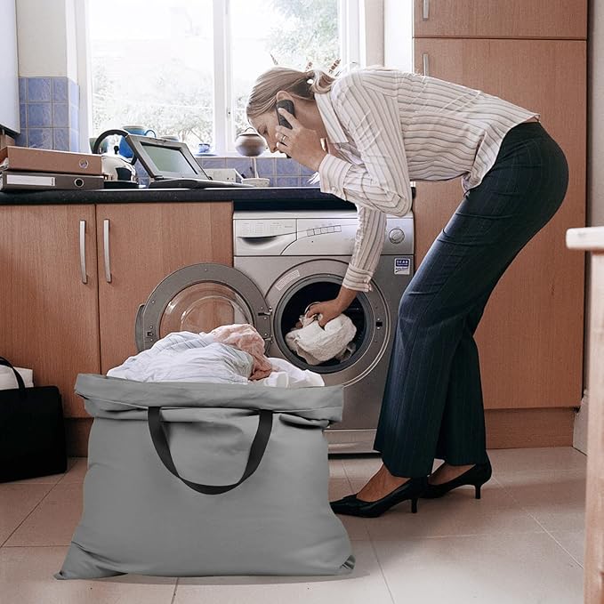 Cotton Canvas Laundry Bag with Handles & Drawstring Straps, Heavy Duty Extra - Image 5