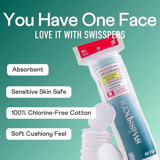 Swisspers Premium Exfoliating Cotton Rounds – 80 Count – 100% Pure Cotton - Image 4
