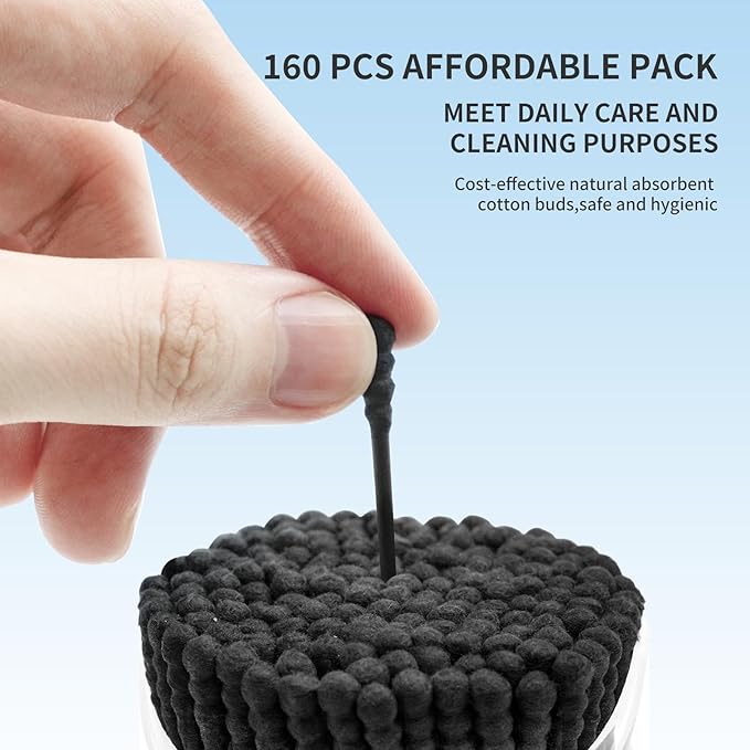 T&K 160 Count Black Disposable Cotton Swabs - Image 6