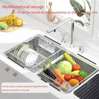 Stainless Steel Dish Drying Rack, Expandable Fruit & Vegetable Drain Rack over - Image 4
