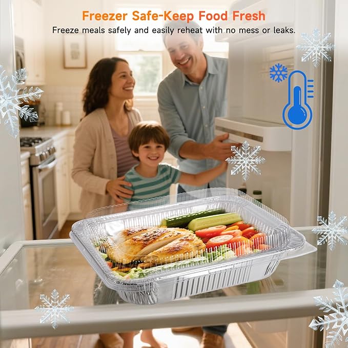 Aluminum Pans with Clear Lids 9x13-10 Pack Aluminum Foil Pans, Heavy Duty - Image 4