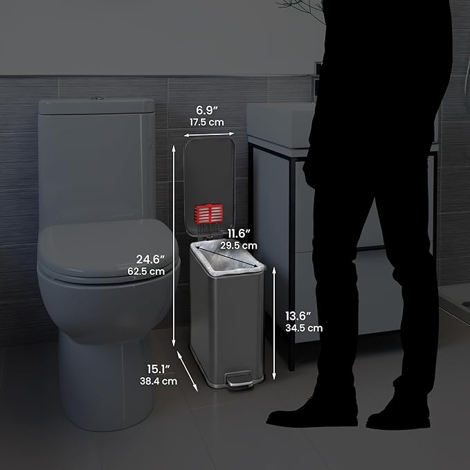 iTouchless 3 Gallon Slim Bathroom Trash Can - Image 6