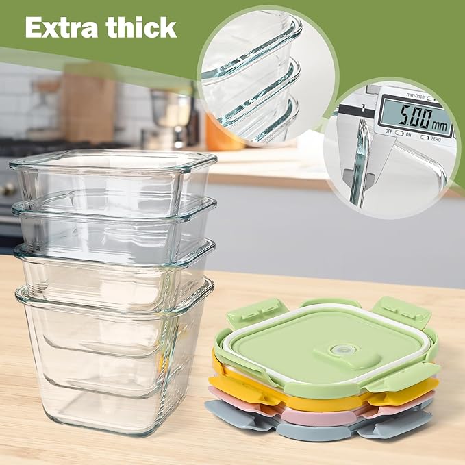 Glass Soup Containers with lids 4 Cup, 32 oz Glass Storage Containers, Tall - Image 6