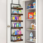 bukfen Over the Door Pantry Organizer, 6-Tier Adjustable Wooden Basket Kitchen - Image 9