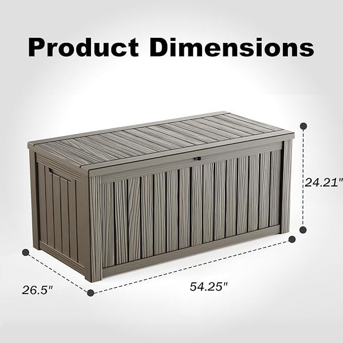 ROJIK Outdoor Storage Housing Deck Box - Waterproof Patio Furniture, Garden Tools, Cushions, Pool Accessories Storage Bench with Lockable Lid and Side Handles (Grey 158 Gal) - Image 2