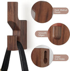 Walnut Wood Wall Peg Rack Hooks 2 Pack, Natural Wooden Coat Hooks Wall Mounted - Image 4