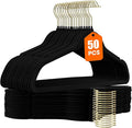 50 Pack Black Velvet Hangers, Coat Hanger Non Slip, Heavy-Duty, Space Saving by Uinicor